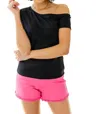 White Birch Surely Yours Asymmetrical Neckline Top In Black In Black