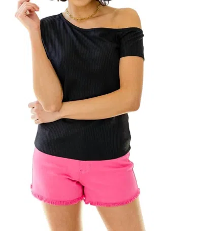 White Birch Surely Yours Asymmetrical Neckline Top In Black