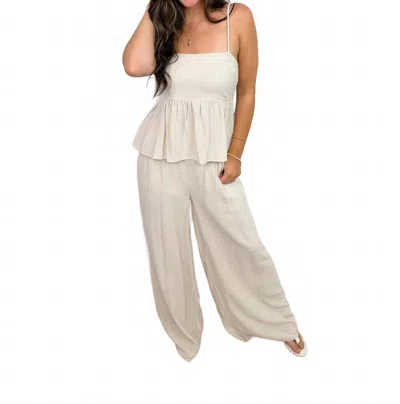 White Birch Switch It Up High-rise Wide Leg Pants In Oatmeal In White