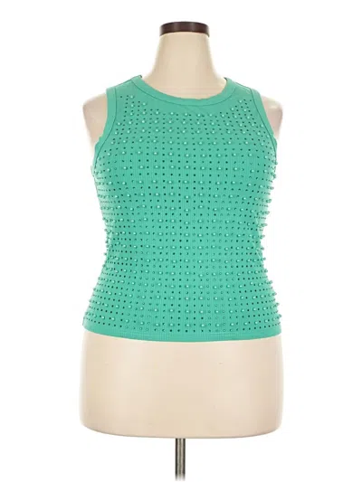 Pre-owned White Birch Tank Top Green Halter Neckline Tops