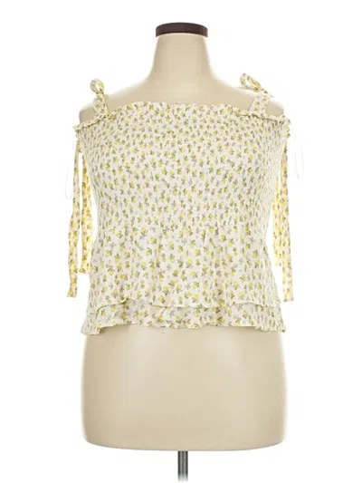 Pre-owned White Birch Tank Top Yellow Strapless Neckline Tops