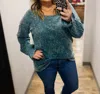 White Birch Thermal Wash Long Sleeve Top In Teal