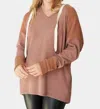 White Birch Two Tone Fuzzy Hoodie In Bronze In Gold