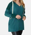 White Birch Two Tone Fuzzy Hoodie In Green In Green