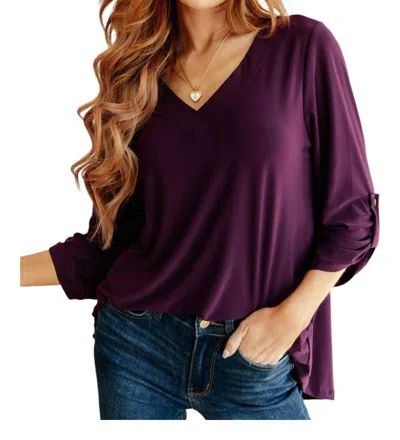 White Birch V-neck Top Blouse In Purple