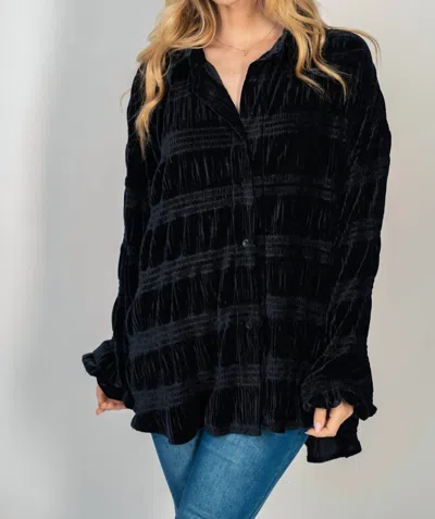 White Birch Velvet Wrinkle Shirt In Black