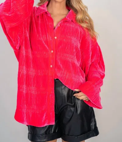 White Birch Velvet Wrinkle Shirt In Fuchsia In Pink