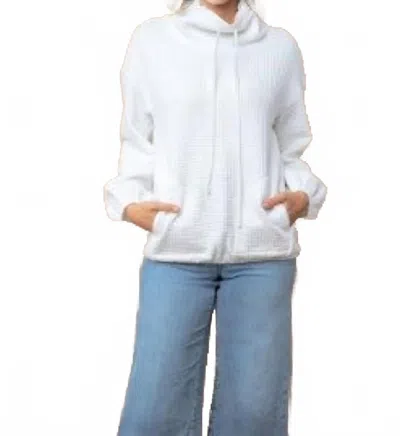 White Birch Waffle Pullover In White