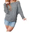 White Birch Warm Thoughts Ribbed Top In Charcoal In Pink