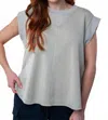 White Birch Washed Scuba Top In Sage In Gray