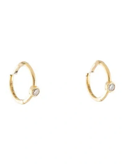 Pre-owned White Bird 18k Diamond Huggie Earrings In Multicolor
