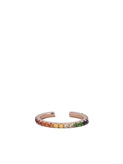 White Bird 18kt Rose Gold Suzanne Rainbow Earcuff In Gold / Multi