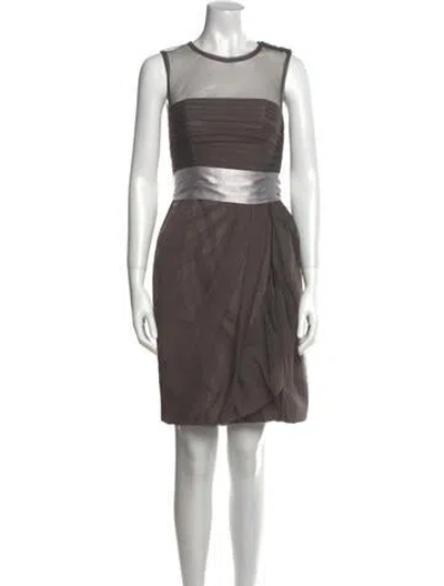 Pre-owned White By Vera Wang Crew Neck Mini Dress In Gray