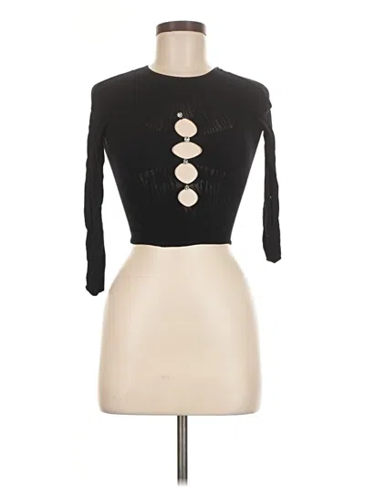 Pre-owned White Fox 3/4 Sleeve Top Black Keyhole Neckline Tops