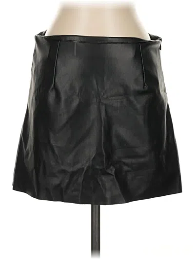 Pre-owned White Fox Faux Leather Skirt In Black