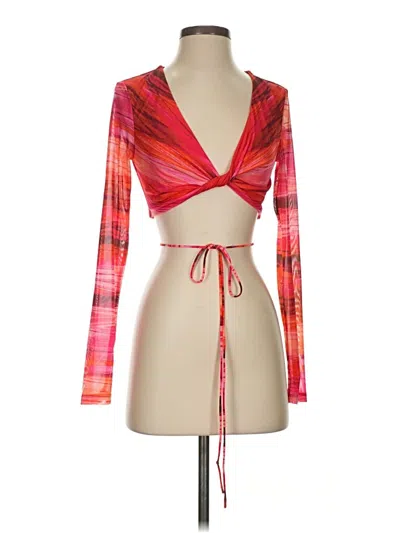 Pre-owned White Fox Kimono In Red