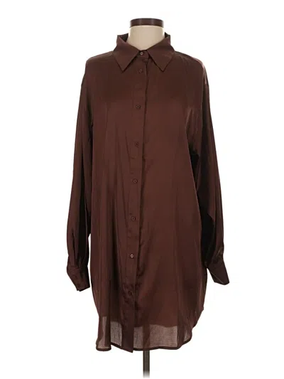 Pre-owned White Fox Long Sleeve Blouse In Brown