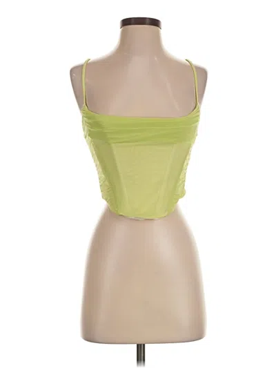 Pre-owned White Fox Sleeveless Top Green Strapless Neckline Tops