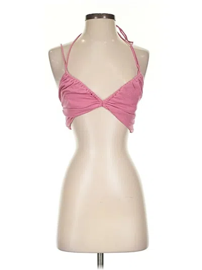 Pre-owned White Fox Sleeveless Top Pink Halter Neckline Tops