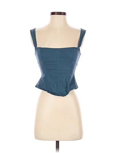 Pre-owned White Fox Sleeveless Top Teal Sweetheart Neckline Tops In Blue