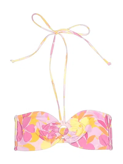 Pre-owned White Fox Swimsuit Top Pink Floral Pattern Swimwear