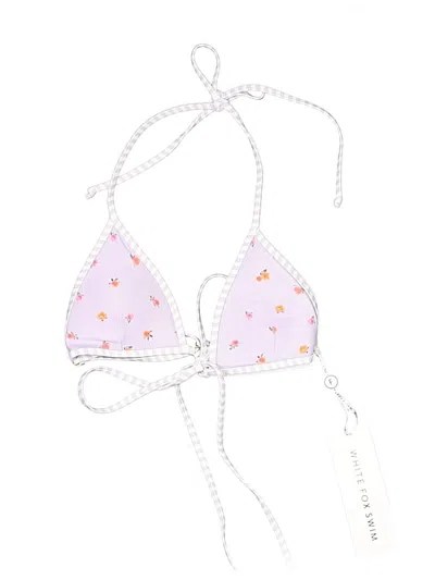Pre-owned White Fox Swimsuit Top Pink Hearts Pattern Swimwear