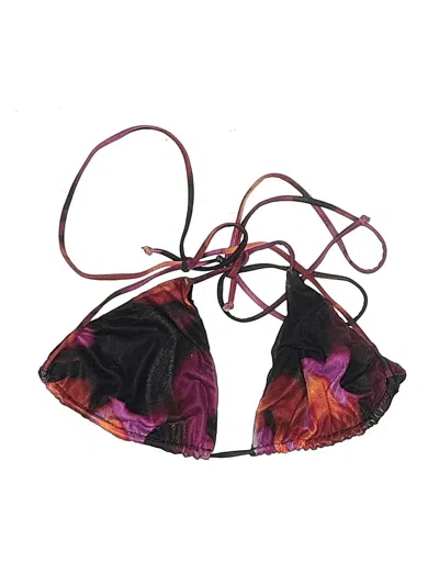 Pre-owned White Fox Swimsuit Top Purple Print Pattern Swimwear