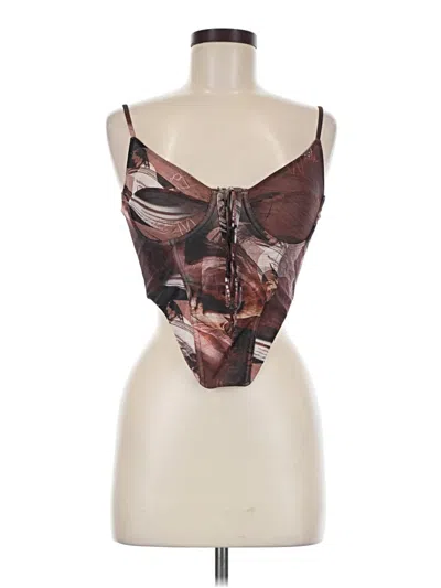 Pre-owned White Fox Tank Top Brown Strapless Neckline Tops