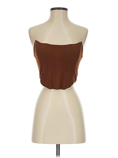 Pre-owned White Fox Tube Top Brown Strapless Neckline Tops