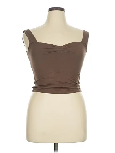 Pre-owned White Fox Tube Top Brown Sweetheart Neckline Tops
