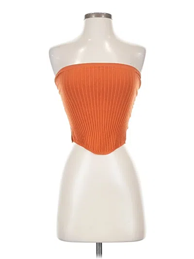 Pre-owned White Fox Tube Top Orange Strapless Neckline Tops
