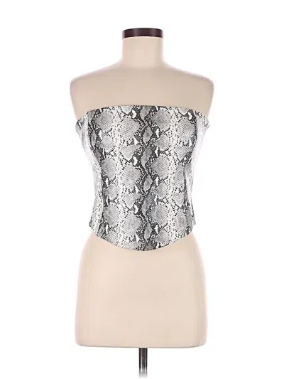 Pre-owned White Fox Tube Top Silver Strapless Neckline Tops