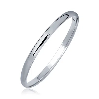 White Gold 14k  Dome Children's Bangle With A Polished Finish In Silver
