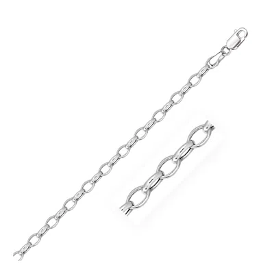 White Gold 14k  Oval Rolo Bracelet (4.60 Mm) In Silver