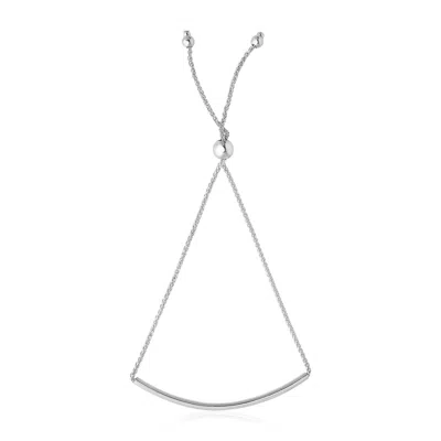 White Gold 14k  Smooth Curved Bar Lariat Design Bracelet (1.00 Mm) In Multi