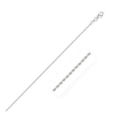 White Gold 14k  Solid Diamond Cut Rope Bracelet (1.60 Mm) In Silver