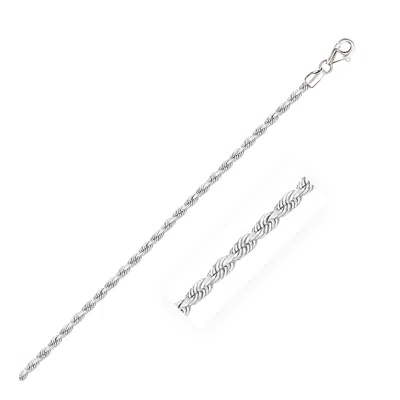 White Gold 14k  Solid Diamond Cut Rope Bracelet (2.50 Mm) In Silver