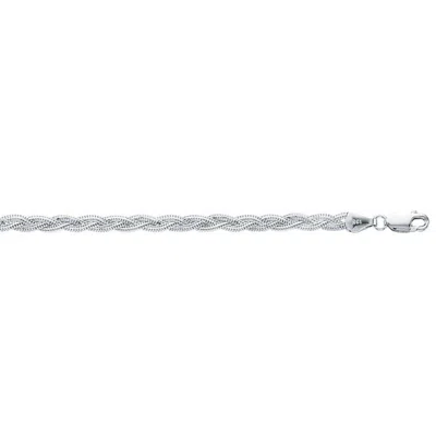 White Gold 3.5mm 14k  Braided Bracelet In Silver
