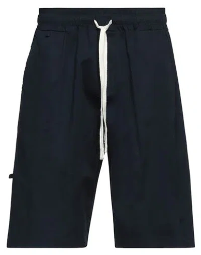 White Home Man Shorts & Bermuda Shorts Navy Blue Size L Cotton, Elastane