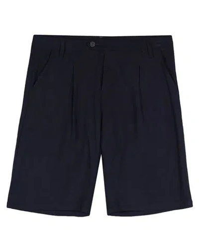 White Home Man Shorts & Bermuda Shorts Navy Blue Size L Linen, Viscose
