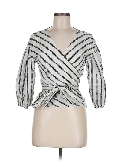 Pre-owned White House Black Market 3/4 Sleeve Blouse In Silver