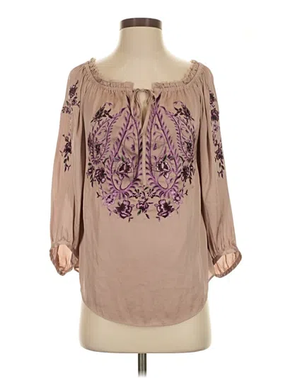 Pre-owned White House Black Market 3/4 Sleeve Blouse In Tan