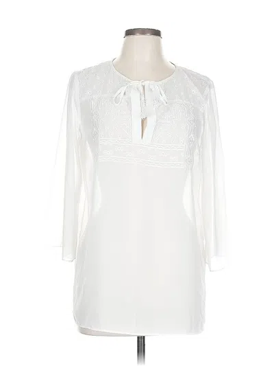 Pre-owned White House Black Market 3/4 Sleeve Blouse In White