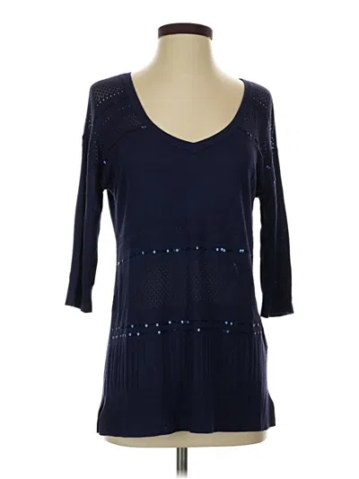 White House Black Market 3/4 Sleeve T-shirt In Blue