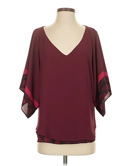 Pre-owned White House Black Market 3/4 Sleeve T-shirt In Burgundy