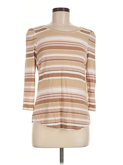 Pre-owned White House Black Market 3/4 Sleeve T-shirt In Tan