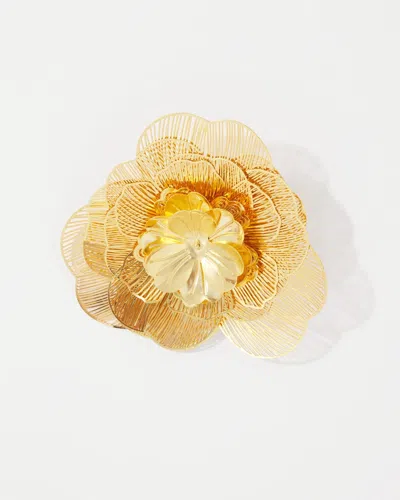 White House Black Market 3d Floral Brooch |  In Yellow