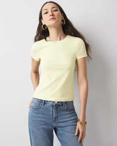 White House Black Market All Ways Stretch Crewneck Tee In Lemon Spritz