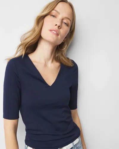 White House Black Market All Ways Stretch Elbow-sleeve Tee In Officer Blue