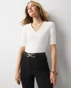 White House Black Market All Ways Stretch Elbow-sleeve Tee In White